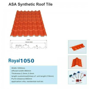 Royal1050 Ny ASA syntetisk harpiks tagfliser tagfolie fabrik